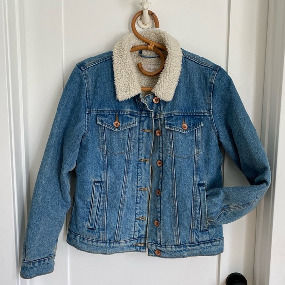 Brixton Jackets & Coats Brixton Broadway Sherpa Denim Jacket Faded